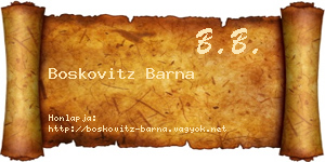 Boskovitz Barna névjegykártya